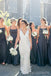 A-line Grey Spaghetti Straps Cheap Long Custom Bridesmaid Dresses , BGB0036