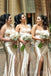 Popular Champagne Satin One Shoulder Mermaid Cheap Long Custom Bridesmaid Dresses , BGB0067