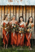 Simple Burnt Orange Satin Long Custom Spaghetti Straps Bridesmaid Dresses, BGB0087