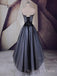 A-line Black Tulle Strapless Long Evening Prom Dresses, Custom High-low Prom Dresses, BGS0260