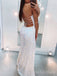 White Sequins Spaghetti Straps Mermaid Long Evening Prom Dresses, Side Slit Custom Prom Dress, BGS0297