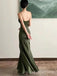 Spaghetti Straps Clover Satin Mermaid Long Prom Dresses, BGS0437