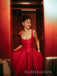Gorgeous Red A-line Satin Straps Long Prom Dresses, BGS0489
