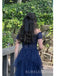 Off Shoulder Blue Tulle A-line Long Prom Dresses, BGS0504