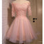Half Sleeves Off Shoulder Lace Top Lovely Short Cheap Homecoming Dresses, BG51428