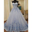 Elegant Sweetheart Tulle Applique Long Evening Prom Dresses, BG51627 - Bubble Gown