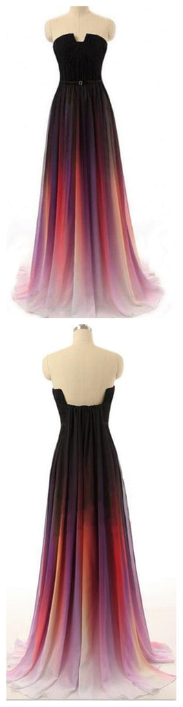 Long Gradient Chiffon Simple Cheap Long Prom Dresses, BG51113 - Bubble Gown