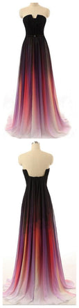 Long Gradient Chiffon Simple Cheap Long Prom Dresses, BG51113 - Bubble Gown