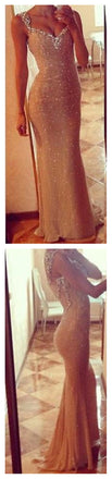 Affordable Long Gold Sequin Mermaid Shinning Prom Dresses, BG51130 - Bubble Gown
