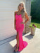 Spaghetti Straps Hot Pink Sequins Bateau Long Evening Prom Dresses, Custom Mermaid Prom Dresses, BGS0057