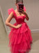 Hot Pink Tulle A-line Straps Long Evening Prom Dresses, Custom Prom Dress, BGS0218