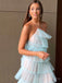 Sexy Tulle Halter Long Evening Prom Dresses, Custom Side Slit Prom Dresses, BGS0236