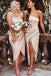One Shoulder White Silk Satin Long Bridesmaid Dresses for Wedding Party, BN1009