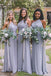 Simple One Shoulder Grey Chiffon A-line Long Custom Bridesmaid Dresses , BN1302