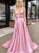 A-Line Spaghetti Straps Side Long Evening Prom Dresses, MR7021