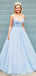 Sex A-Line Blue Backless Long Evening Prom Dresses, MR7063