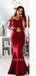 Sexy Off Shoulder Lace Mermaid Long Evening Prom Dresses With Sleeves, MR7078