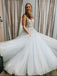 V neck Tulle wathet blue  Lace A-line Long Evening Prom Dresses, Cheap Prom Dress, MR7217