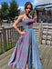 A-Line Backless Side Slit Sparkle Long Evening Prom Dresses, Cheap Custom Dresses,MR7270