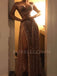 Side Slit V Neck Golden Sequin A-Line Long Evening Prom Dresses, Cheap Custom Sweet Sharply Prom dresses, MR7283
