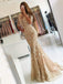 Mermaid/Trumpet Half Sleeves Tulle Appliques Lace Long Evening Prom Dresses, Cheap Custom Prom Dresses, MR7419