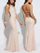 Sexy Backless Pink Chiffon Mermaid Long Beaded Evening Prom Dresses, MR8123