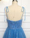 Elegant Blue Spaghetti Strap Tulle Prom Dress  FP1196