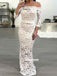 Elegant Sabrina White Lace Mermaid Long Prom Dress  FP1205