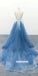 Elegant V-neck Spaghetti Strap Lace Tulle Long Prom Dresses FP1210
