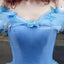 Popular Off the Shoulder Blue Lace Up Back Long Prom Dress Ball Gown BGP080