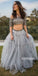 2 Piece Short Sleeves Beaded Charming Affordable Long Prom Dresses, BGP044