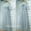 Half Sleeves Formal Tulle Applique Popular Long Prom Dresses, BGP015