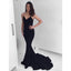 Black Spaghetti Strap Mermaid Simple Cheap Long Prom Dresses, BGP208 - Bubble Gown
