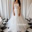 A-line Strapless Applique Organza Bridal Long Wedding Dresses, BGH012