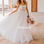 Pretty Flower Spaghetti Strap Applique Tulle Long Wedding Dresses, BGH033