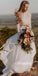 Two Piece Long Sleeve Top Lace Beach Bridal Dresses, BGH088