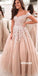 Off the Shoulder Champagne Lace Wedding Dresses, BGH095